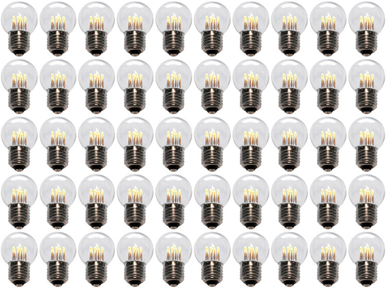 50 stuks LED Lamp E27 1W G45 Warm-wit 2700K - speciaal voor prikkabel bulk