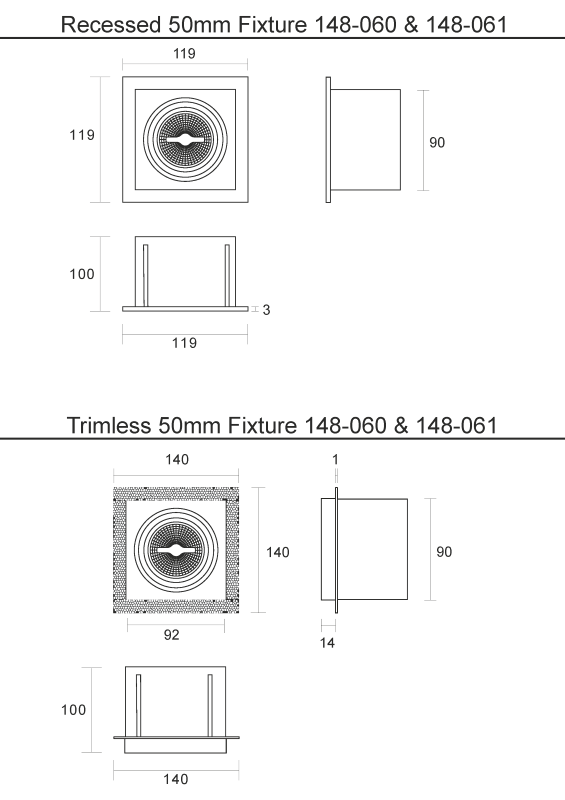Trimless LED Inbouwspot (Armatuur) Zwart | 1x GU10 / MR16