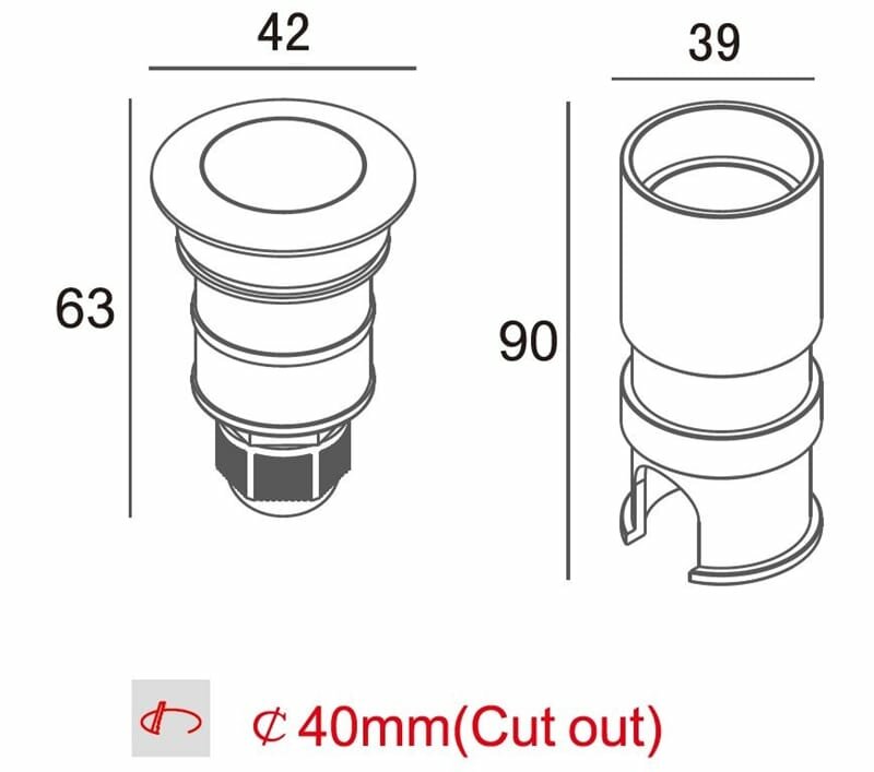 Small Ground Spot 42 mm | 2.4W 3000K (24V)