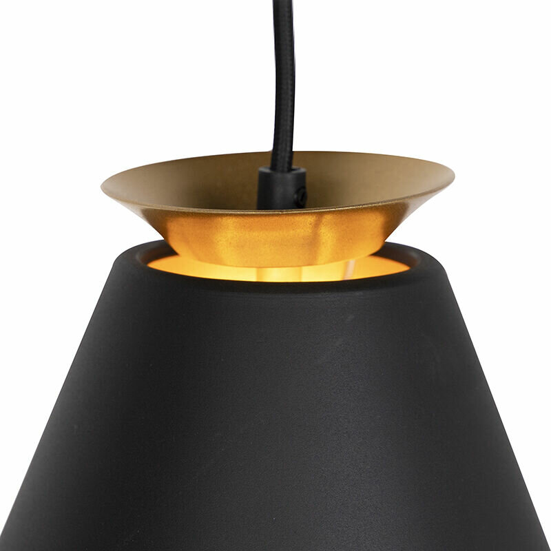 Moderne Hanglamp met 3 Pendels | Zwart met Goud