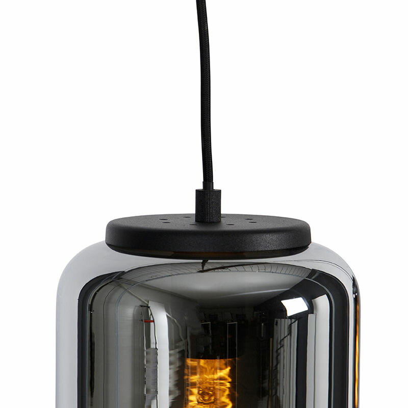 Moderne Hanglamp Zwart met Smoke Glas | Set van 2