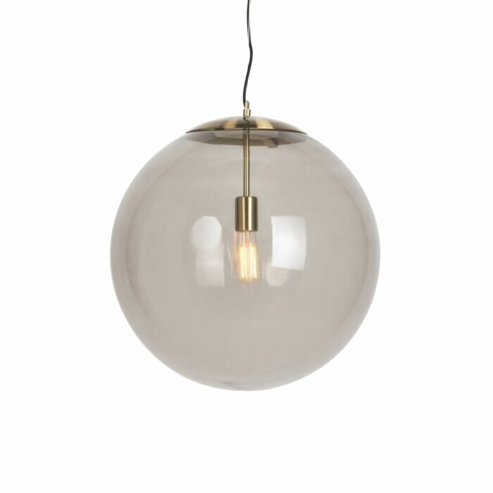 Moderne Hanglamp Messing met Smoke Glas 50 cm - Ball