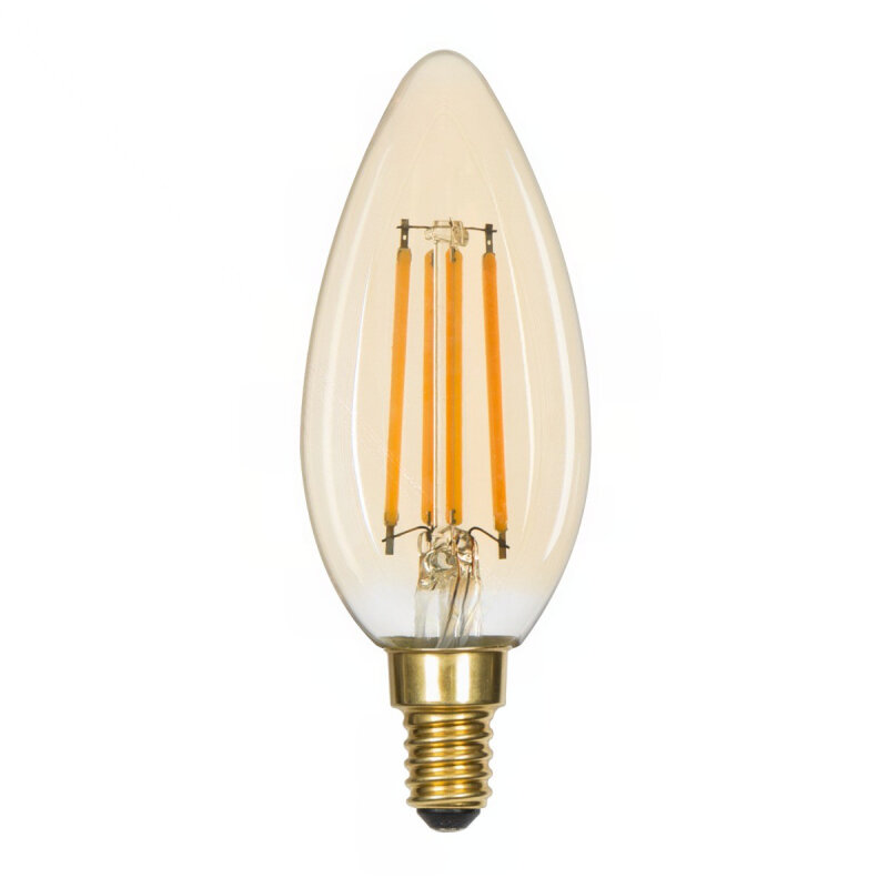 LED Filament Candle Bulb E14 4W 2200K Gold