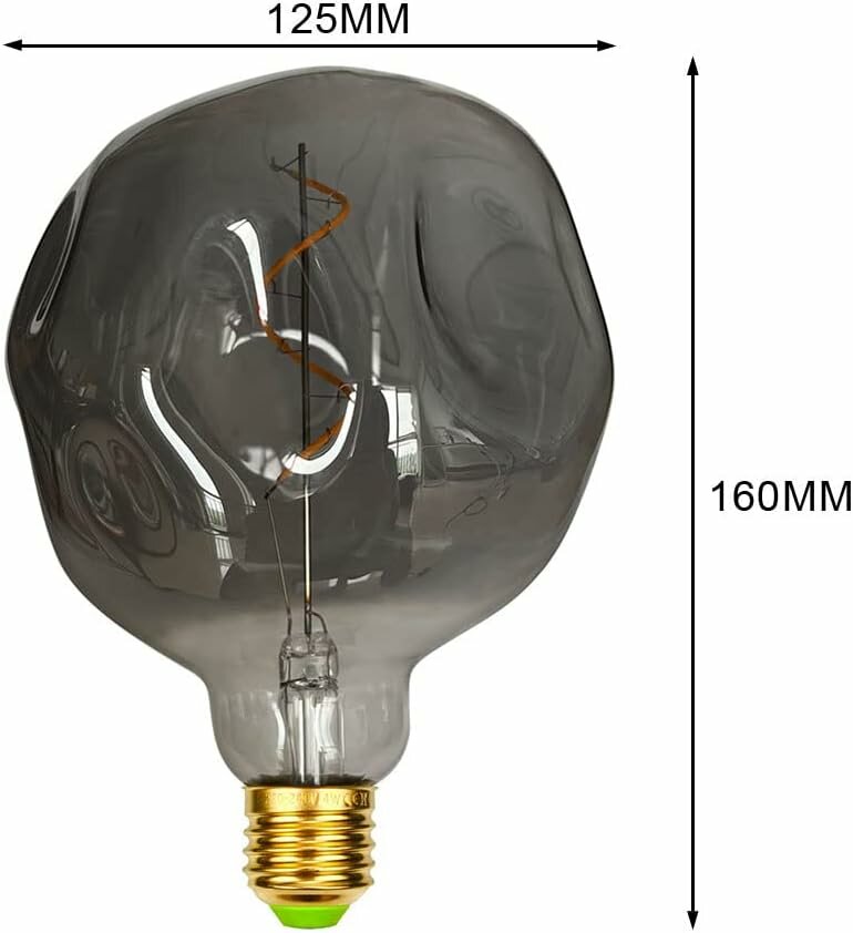 LED Kooldraadlamp Globe Curl Titanium Irregular | G125mm E27 4W | Dimbaar