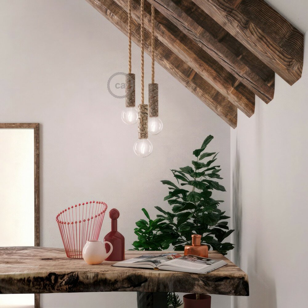 Lampfitting E27 Hout | Boomstam - Extra Lang