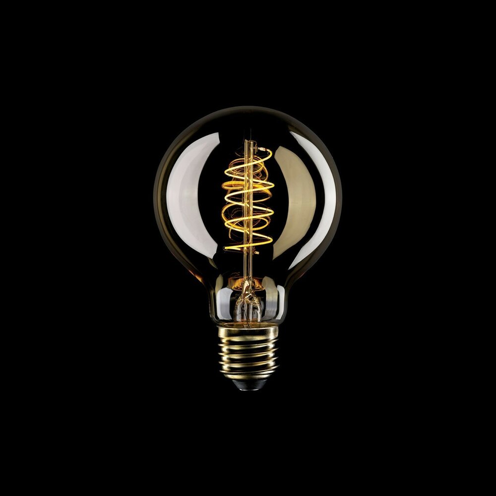 LED Gouden Gloeilamp Carbon Lijn Gebogen Spiraal Filament Globe G80 4W 250Lm E27 1800K Dimbaar - C05 donker