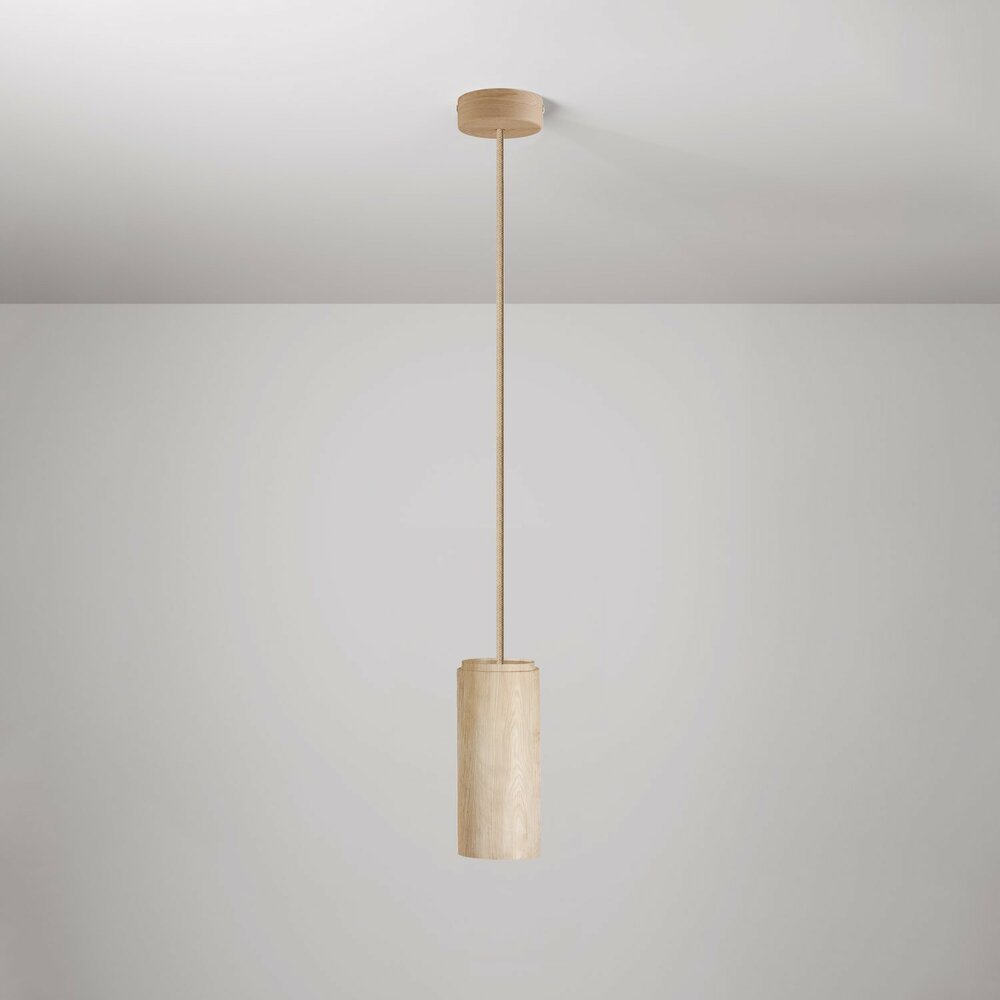 E27 Fitting met Houten Lamphouder &ndash; Inclusief Plafondplaat en Snoer