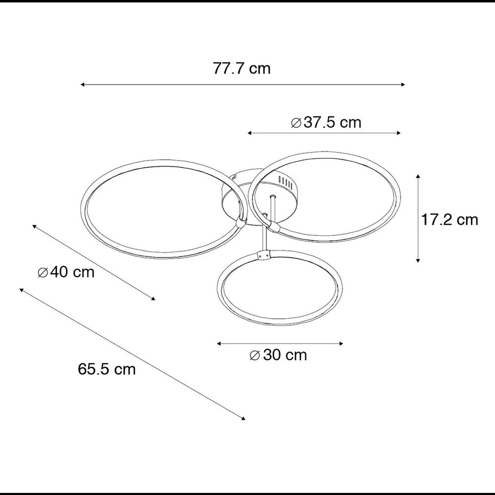 maten moderne plafondlamp