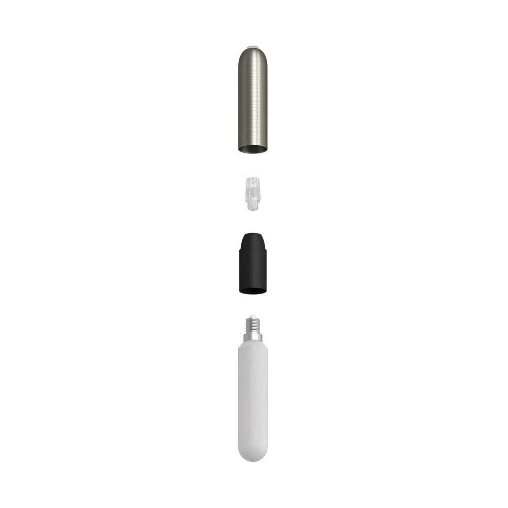 E14 fitting in metaal met verborgen trekontlasting geborsteld titanium