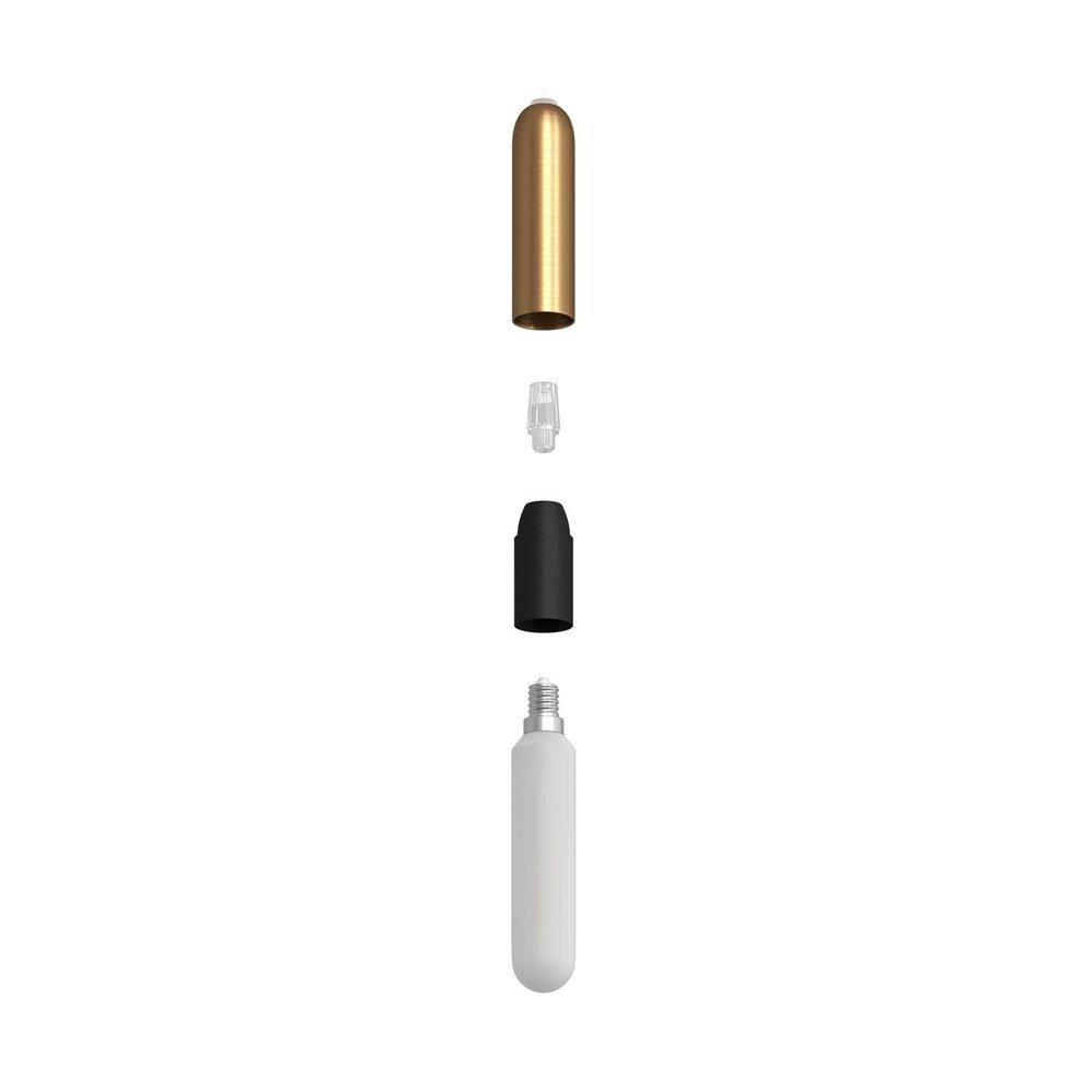 E14 fitting in metaal met verborgen trekontlasting geborsteld bronzen
