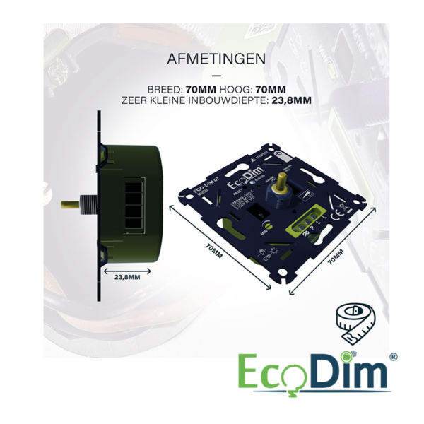 ECODIM LED Dimmer | Matter |  Druk/Draai | 0-250 Watt 