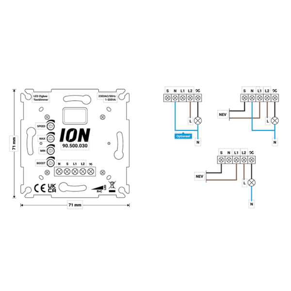 ION INDUSTRIES LED Zigbee Tastdimmer | 0-3-200W | Smart Home