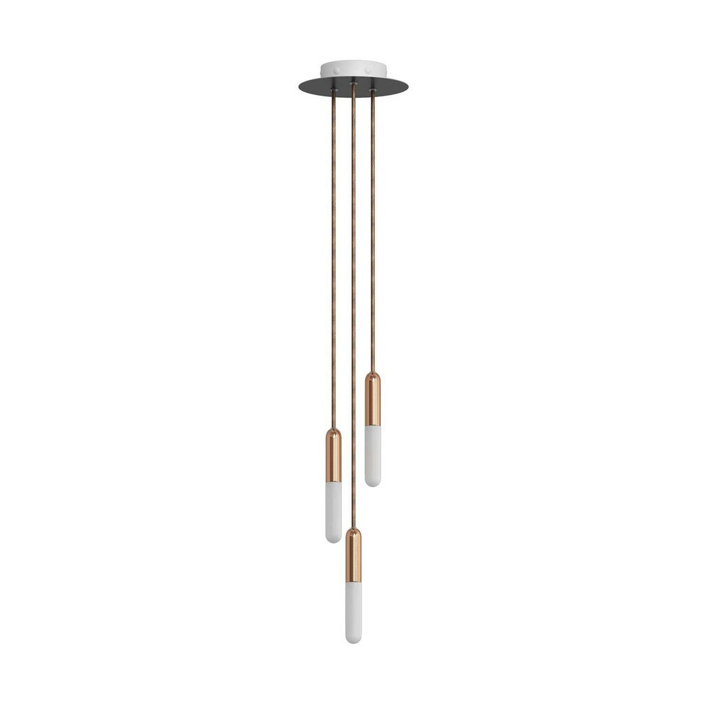 Hanglamp met 3 pendels en lichtbronnen koper &ndash; Made in Italy