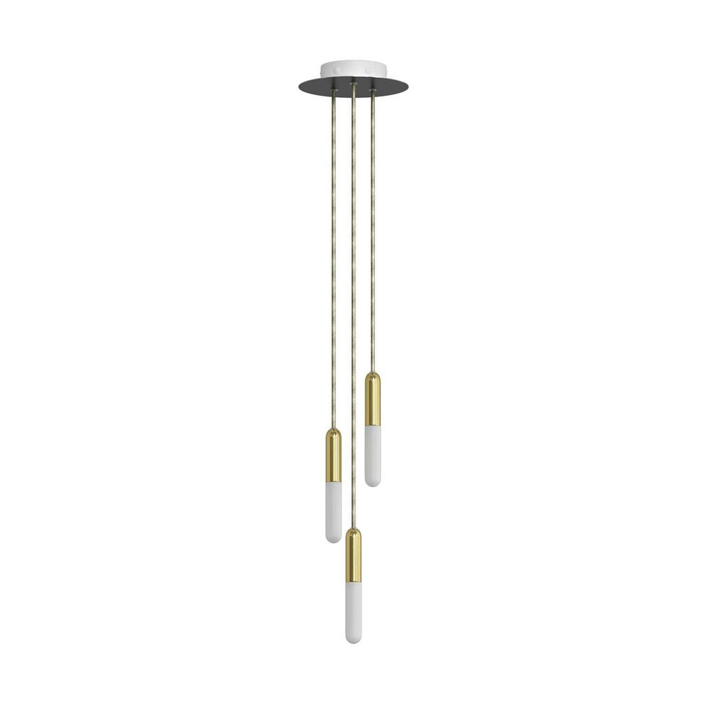 Hanglamp met 3 pendels en lichtbronnen messing &ndash; Made in Italy