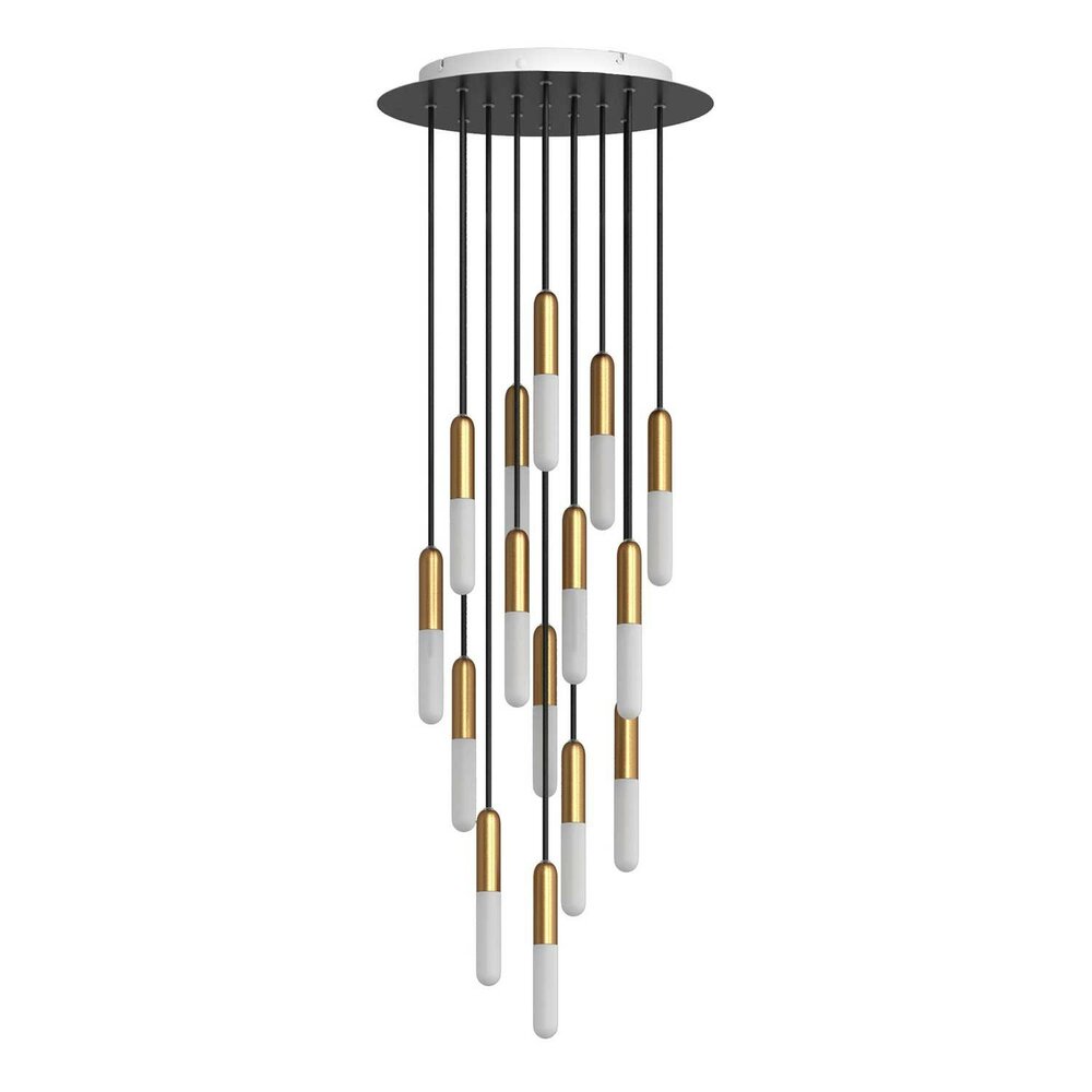 Hanglamp met 15 pendels en lichtbronnen messing &ndash; Made in Italy