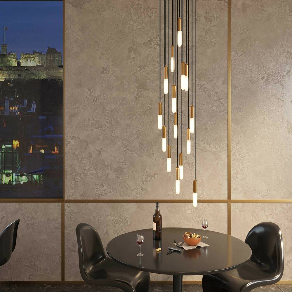 Hanglamp met 15 pendels en lichtbronnen messing &ndash; Made in Italy