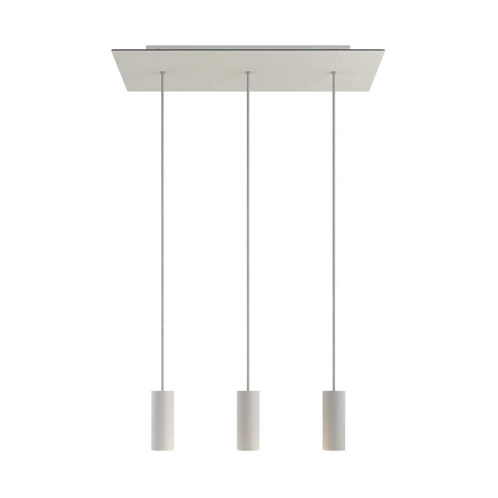 Hanglamp met 3 pendels en metalen kap met lamp Dibond Bianco Opaco