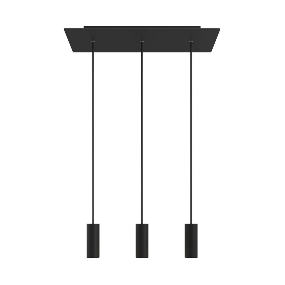 Hanglamp met 3 pendels en metalen kap Mat Zwart Dibond
