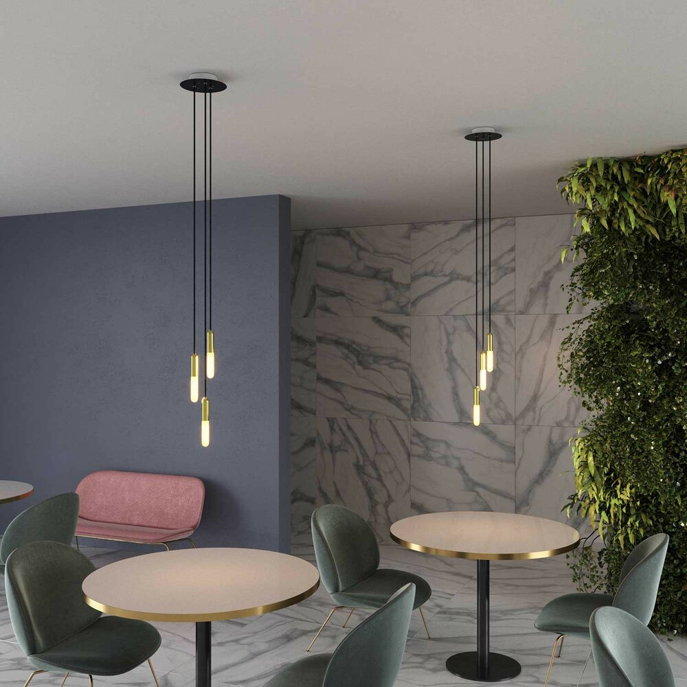 Hanglamp met 3 pendels en lichtbronnen messing met lamp &ndash; Made in Italy