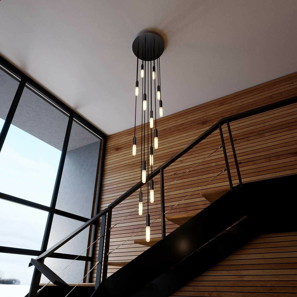 Hanglamp met 15 pendels en lichtbronnen zwart met lamp &ndash; Made in Italy