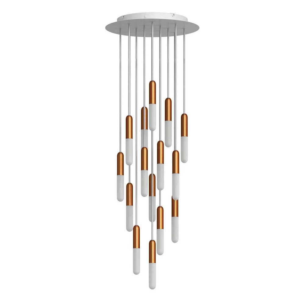 Hanglamp met 15 pendels en lichtbronnen koper met lamp &ndash; Made in Italy