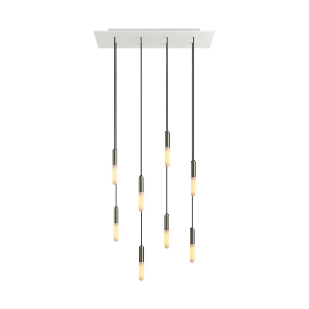 Hanglamp met 8 pendels en metalen afwerking met lamp Dibond Bianco Opaco 