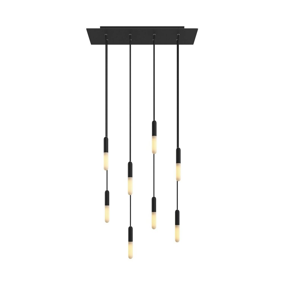Pendant lamp with 8 pendants and metal finish with bulb Matt Black Dibond