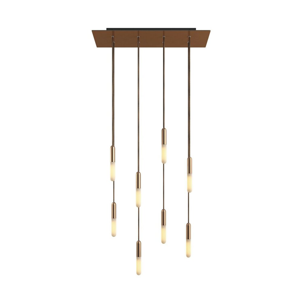 Hanglamp met 8 pendels en metalen afwerking met lamp Satijnkoper Dibond