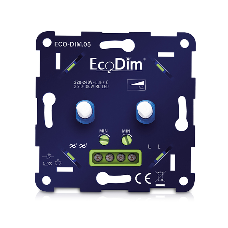 ECODIM | LED-Dimmer Duo | 2x 0&ndash;100W | Phasenabschnitt (RC)