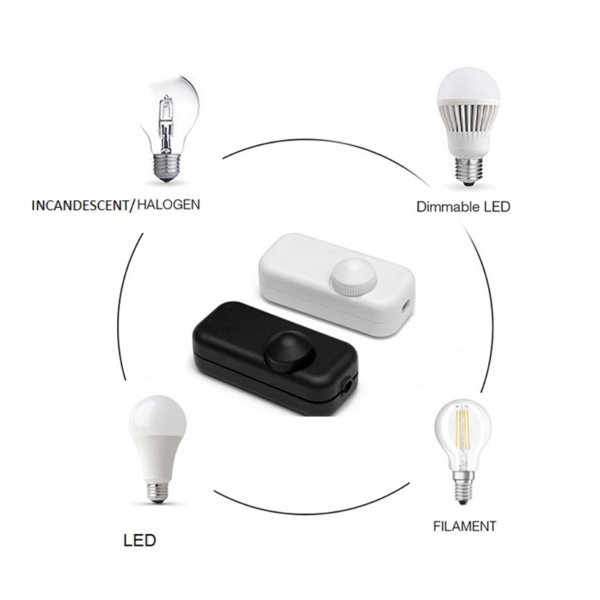 LED Schnurdimmer | 5&ndash;150W | Wei&szlig; | Phasenabschnitt (RC)