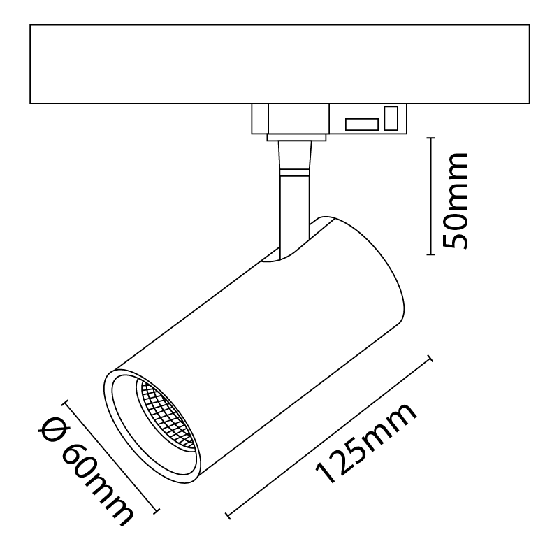 3-fase railspot 7W warm wit (3000K) zwart