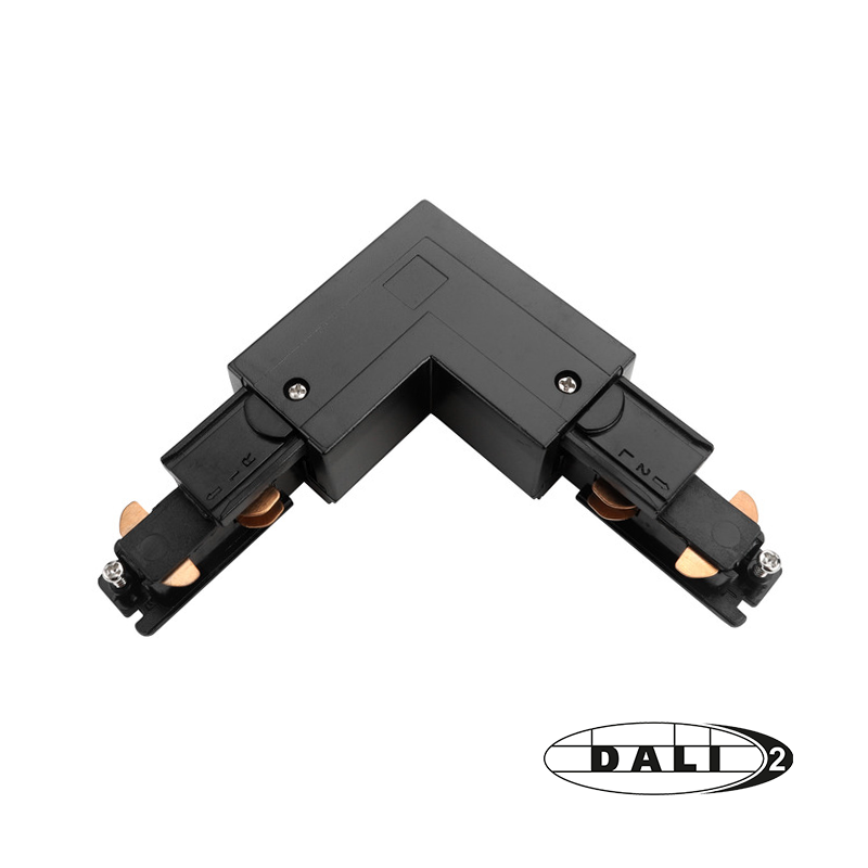 DALI 3-fase rail L-connector binnenhoek | Zwart