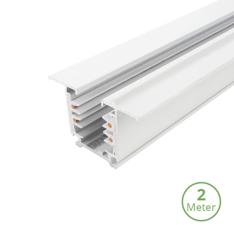 Inbouw 3-fase verlichtingsrail 200cm wit