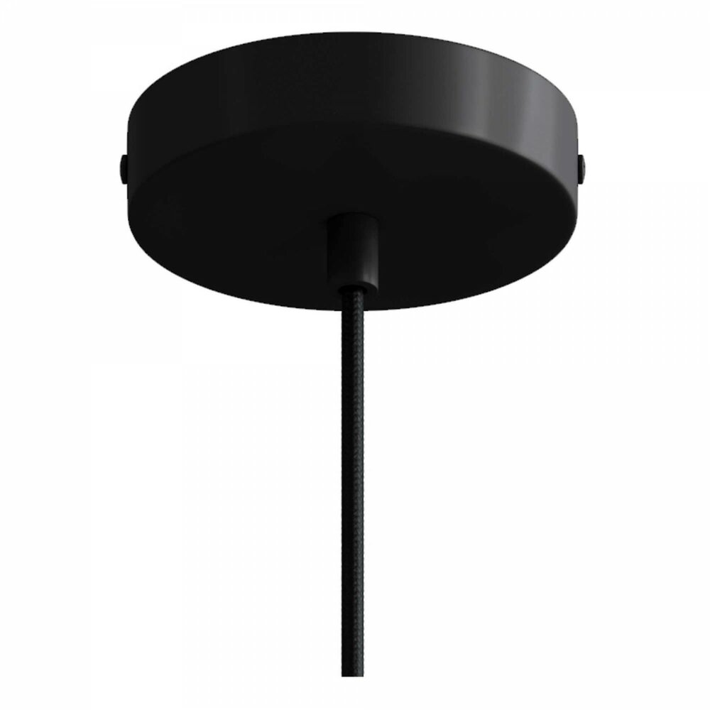 E14 hanglamp met textielsnoer en metalen details met lamp zwart