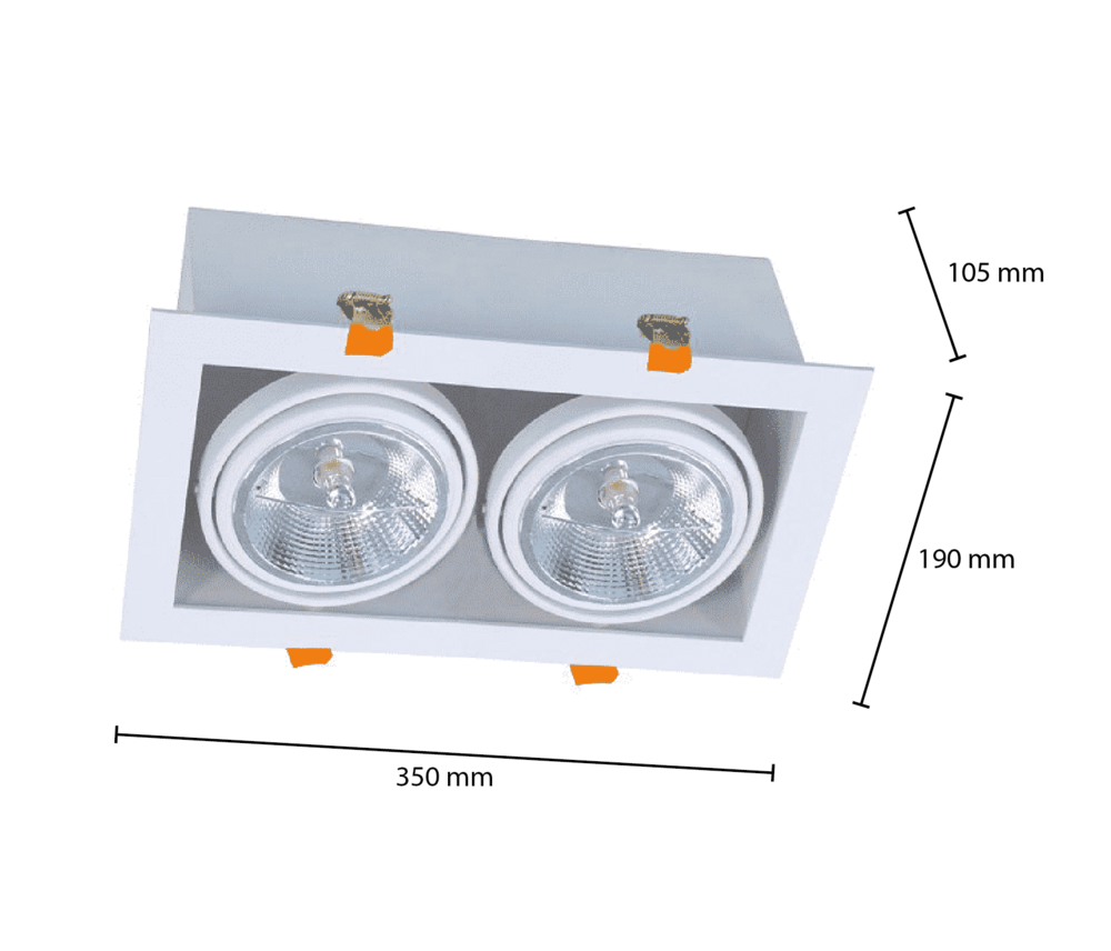AR111 Inbouwarmatuur | 2x GU10 Fitting | Wit