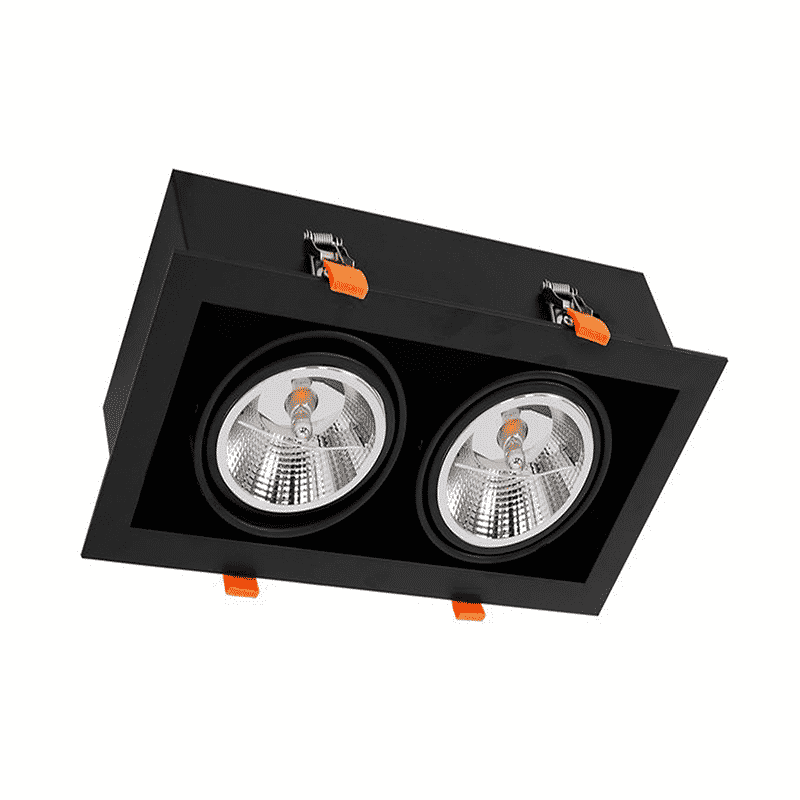 AR111 Inbouwarmatuur | 2x GU10 Fitting | Zwart