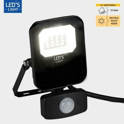 LED floodlight met sensor 10W 4000K 1400lm IP65 Zwart