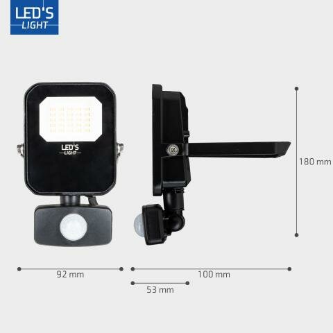 LED floodlight met sensor 10W 4000K 1400lm IP65 Zwart