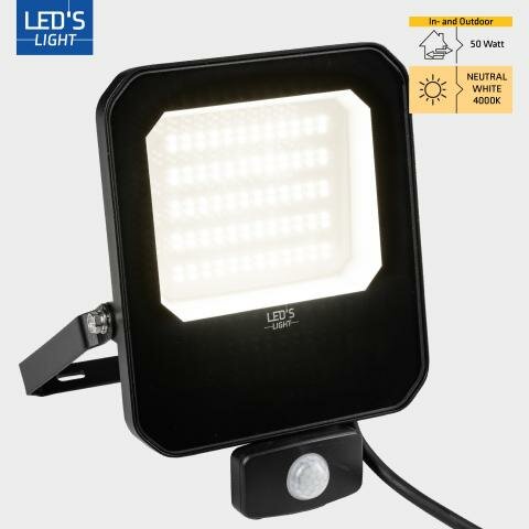 LED floodlight met sensor 50W 4000K 7000lm IP65 Zwart