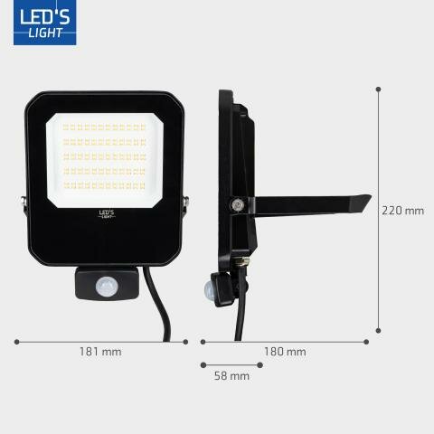 LED floodlight met sensor 50W 4000K 7000lm IP65 Zwart