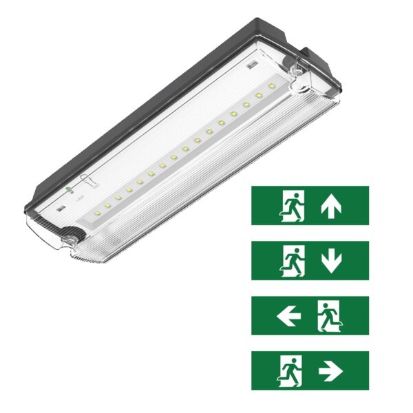 Noodverlichting wand-/plafondarmatuur zwart 3W met pictogrammen