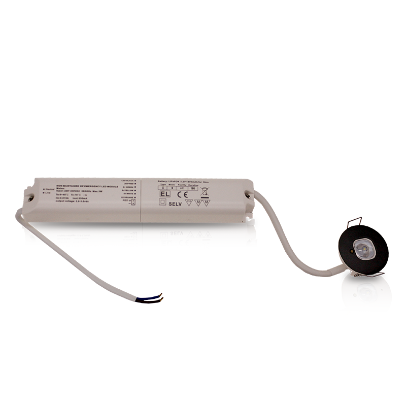 Noodverlichting inbouwspot zwart 3W