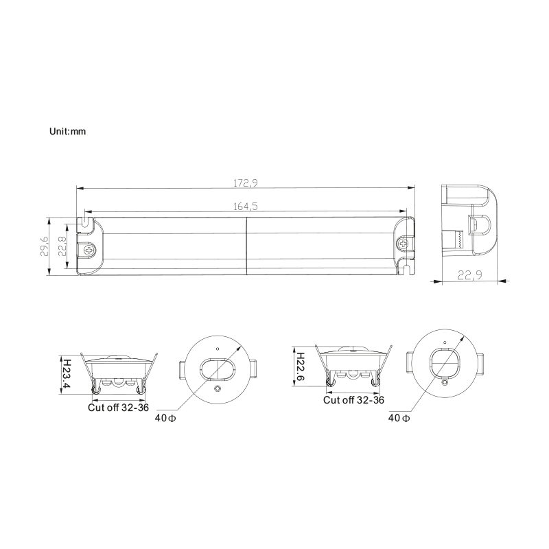 Noodverlichting inbouwspot zwart 3W