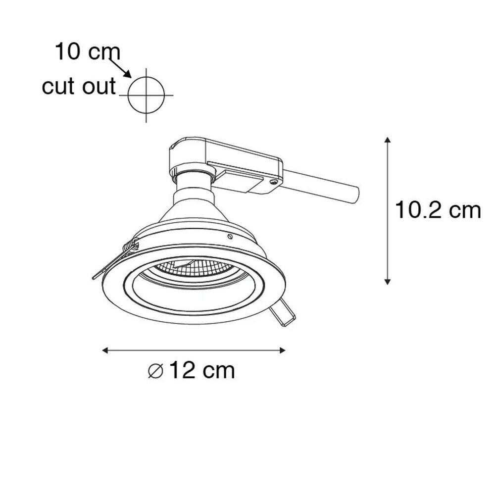 Mat witte ronde inbouwspot richtbaar 12 cm