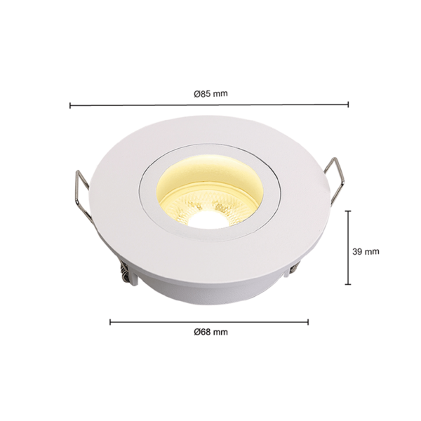 GU10 inbouwarmatuur | Zaagmaat &Oslash;68 mm | Wit | Waterdicht (IP65) | Kantelbaar
