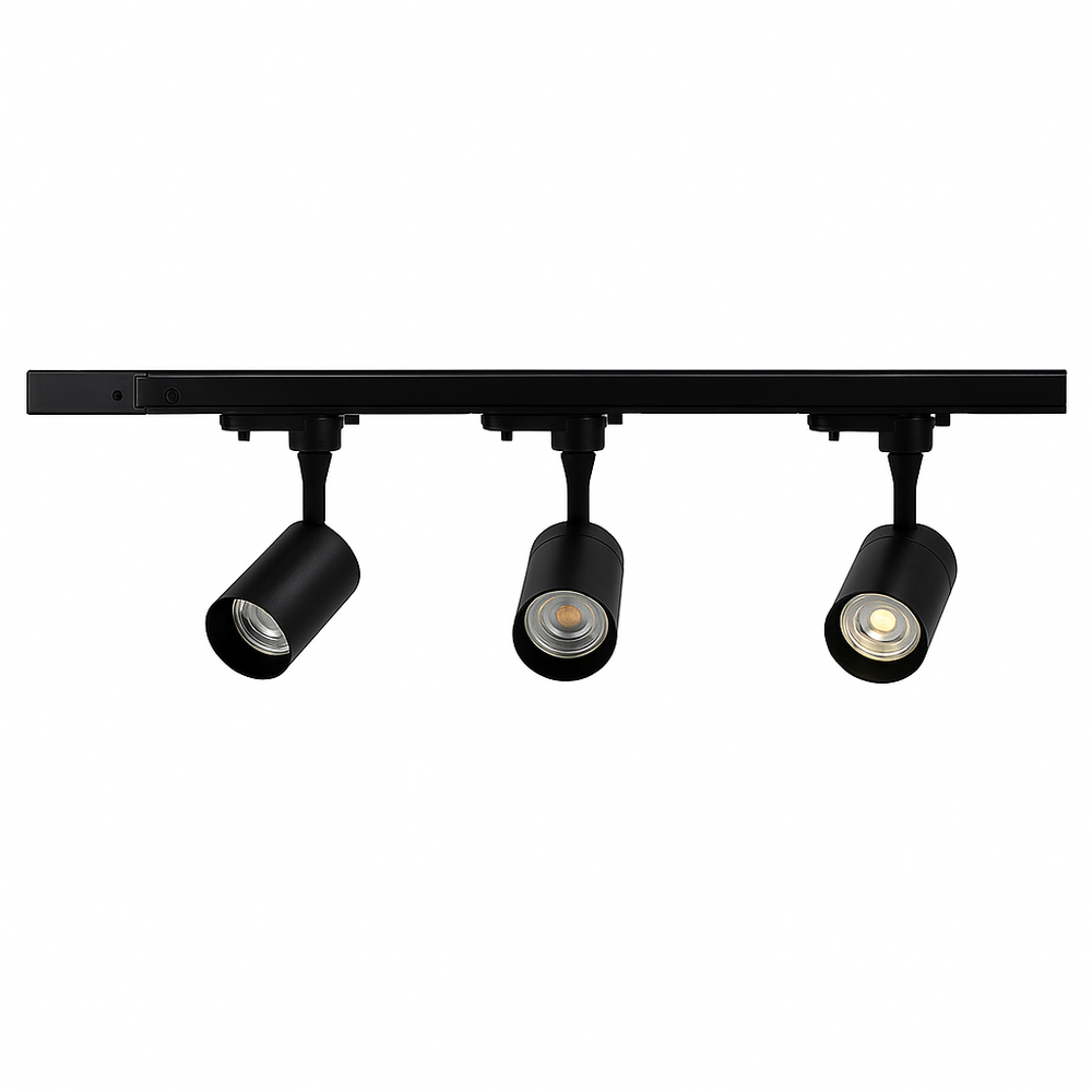 Modern 1-fase railsysteem zwart | 1m rail inclusief 4 spots GU10