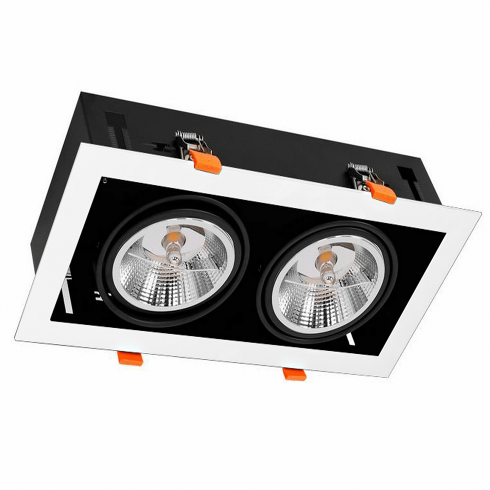 LED AR111 GU10 inbouwarmatuur | vlak model | aluminium | wit met zwart