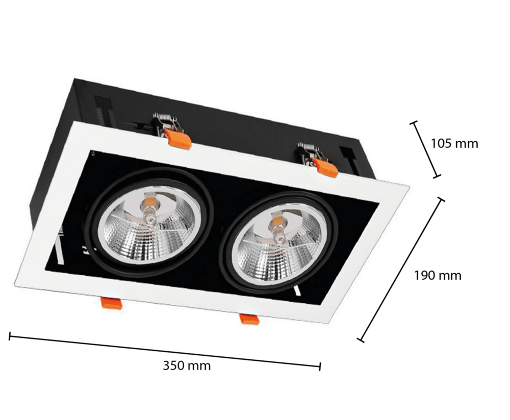 LED AR111 GU10 inbouwarmatuur | vlak model | aluminium | wit met zwart