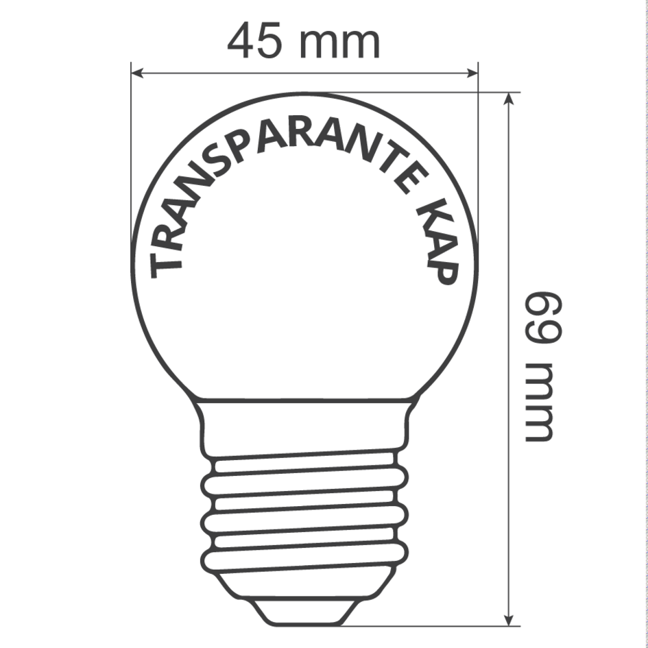 LED lamp | E27 | 1W | 2650K warm wit | Polycarbonaat kap | Voor prikkabel