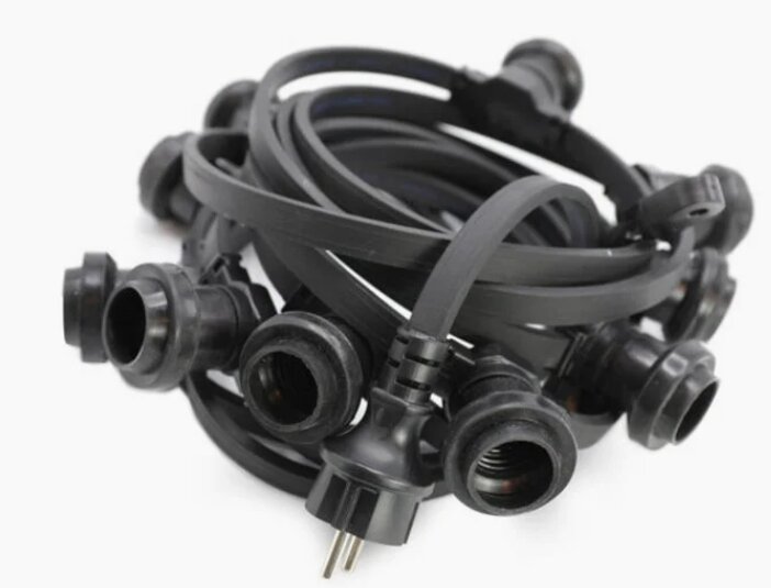 Prikkabel 10 meter met 30 fittingen en stekker | E27 | IP44